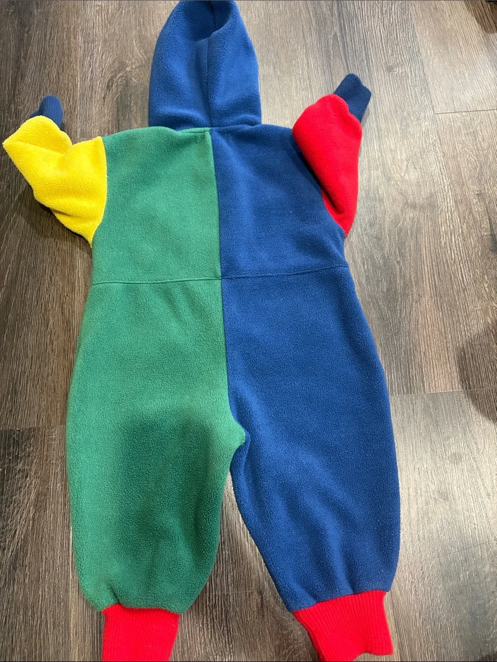 Vintage Colorful Hooded Fleece One-Piece - Blue/Green/Red by Gymboree